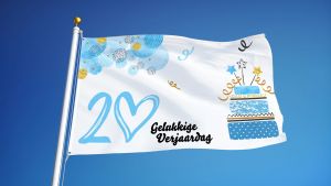 Blauwe Gelukkige Verjaardag 20 Vlag