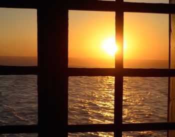 Tuindoek Zonsondergang Zee- Tuinposter- Tuinschilderij Raam